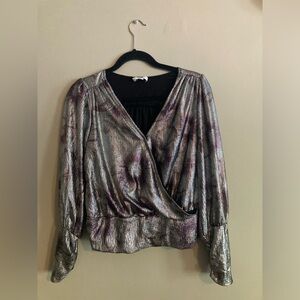 Shimmery floral long sleeve blouse